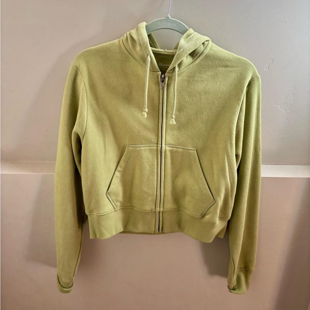 Women's Cropped Lime Green Hoodie Jacket